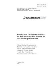 Thumbnail de Produção e qualidade de leite de bubalinos no Rio Grande do Sul: dados preliminares.