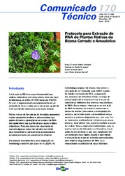Thumbnail de Protocolo para extração de RNA de plantas nativas do bioma cerrado e amazônico.