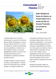 Thumbnail de Efeito Residual de Doses de Calcário na Produtividade,Teor e Acidez de Óleo do Girassol Produzido em Cerrado de Roraima.
