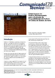 Thumbnail de Determinação do fósforo remanescente para a avaliação da disponibilidade de fósforo em solos do Estado do Acre.