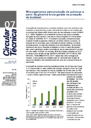Thumbnail de Microrganismos para produção de químicos a partir da glicerina bruta gerada na produção de biodiesel.