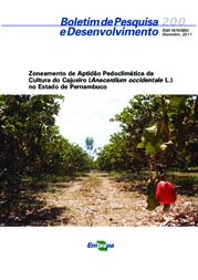 Thumbnail de Zoneamento de aptidão pedoclimática da cultura do cajueiro (Anacardium occidentale L.) no estado de Pernambuco.