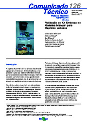 Thumbnail de Validação do Kit Embrapa de Ordenha Manual® para caprinos leiteiros.