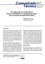 Thumbnail de Procedimentos para elaboração de mapas de declividade e comprimento de rampa para os estados da região Sul do Brasil.