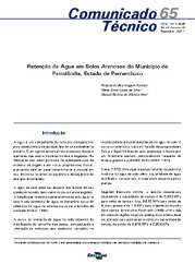 Thumbnail de Retenção de água em solos arenosos do Município de Petrolândia, Estado de Pernambuco.