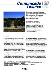 Thumbnail de Recomendações básicas para implantação de viveiro de produção de mudas de espécies florestais para a Caatinga.