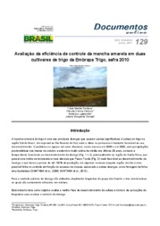 Thumbnail de Avaliação da eficiência de controle da mancha amarela em quatro genótipos de trigo da Embrapa Trigo, safra 2010.