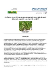 Thumbnail de Avaliação de genótipos de cevada quanto à severidade de oídio (Blumeria graminis f. sp. hordei), em 2011.