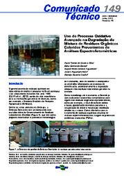 Thumbnail de Uso do processo oxidativo avançado na degradação de mistura de resíduos orgânicos coloridos provenientes de análises espectrofotométricas.