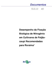 Thumbnail de Desempenho da Fixação Biológica de Nitrogênio em Cultivares de Feijão-caupi Recomendadas para Roraima.