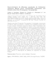 Thumbnail de Desenvolvimento de diferentes populações de Amblyseius largoensis (Muma) (Acari: Phytoseiidae) alimentados com Raoiella indica Hirst (Prostigmata: Tenuipalpidae).