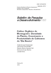 Thumbnail de Cultivo orgânico do morangueiro: densidade de plantio, crescimento e produtividade de cultivares de 'dia neutro'.