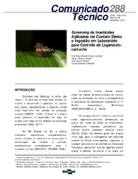 Thumbnail de Screening de inseticidas aplicados via contato direto e ingestão em laboratório para controle da lagarta-do-cartucho.