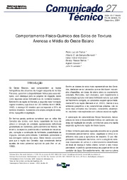 Thumbnail de Comportamento físico-químico dos solos de textura arenosa e média do oeste baiano.