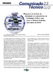Thumbnail de Programa de análise de qualidade de laboratórios de fertilidade (PAQLF) que usam o método Embrapa: resultados de 2003.