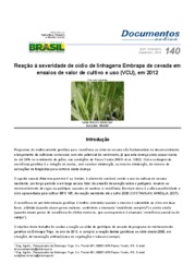 Thumbnail de Reação à severidade de oídio de linhagens Embrapa de cevada em ensaios de valor de cultivo e uso (VCU), em 2012.