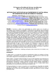 Thumbnail de Metodologias participativas na compreensão do capital social em comunidades rurais no Nordeste paraense.