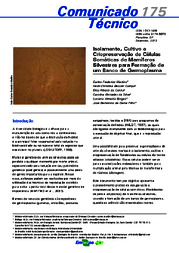 Thumbnail de Isolamento, cultivo criopreservação de células somáticas de mamíferos silvestres para formação de um banco de germoplasma.