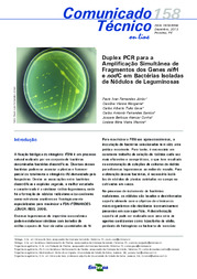 Thumbnail de Duplex PCR para a amplificação simultânea de fragmentos dos genes H e C em bactérias isoladas de nódulos de leguminosas.