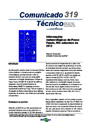 Thumbnail de Informações meteorológicas de Passo Fundo, RS: setembro de 2012.
