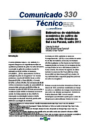 Thumbnail de Estimativas de viabilidade econômica do cultivo de canola no Rio Grande do Sul e no Paraná, safra 2013.